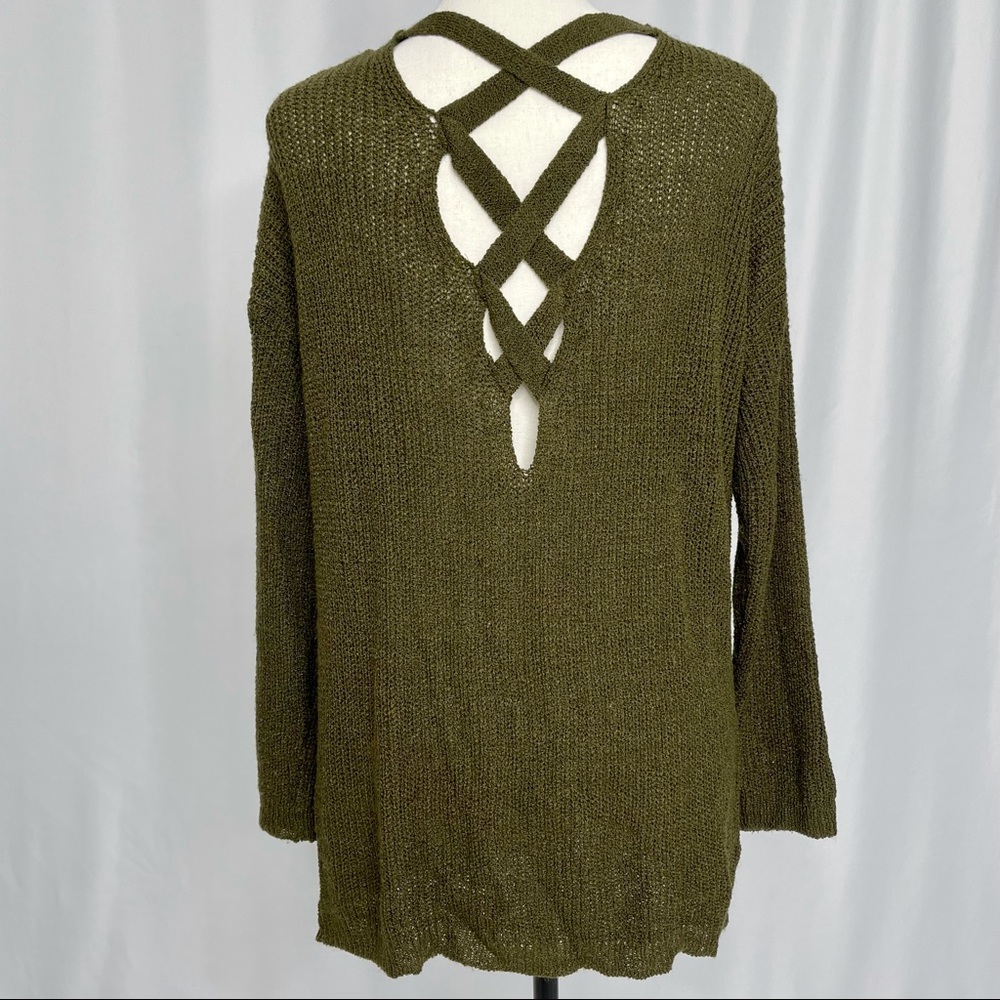 Olive Knitted Cardigan Sweater Size Small - Picture 2 of 6